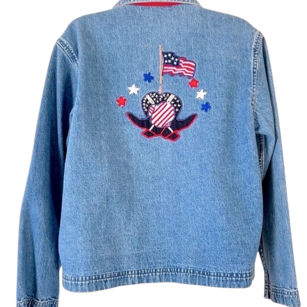 DON'T MESS WITH TEXAS Vtg Denim Blue Jean Jacket Embroidery & Beading Medium